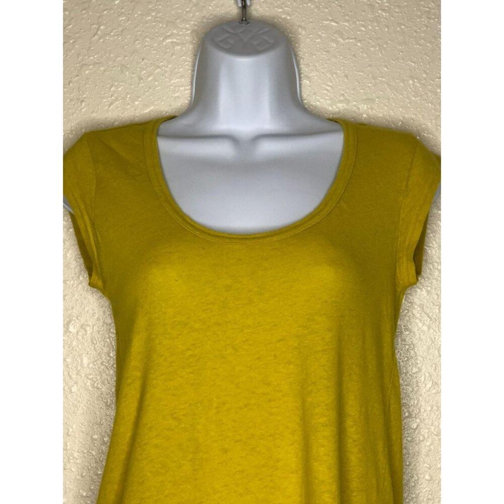 Anthropologie Meadow Rue Yellow Scoop Neck Blouse Linen Cotton XS